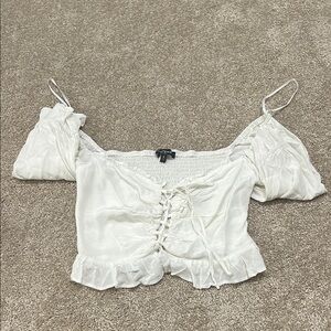 White Lace-Up Women's Top